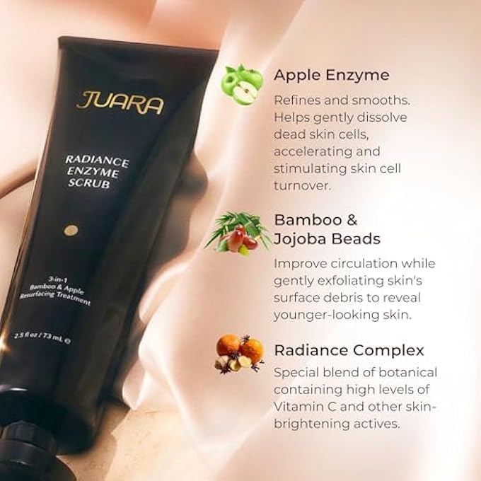 Juara RADIANCE ENZYME SCRUB - FACIAL ENZYME SCRUB - PHYSICAL EXFOLIANT ENZYME FACIAL SCRUB FOR ALL SKIN TYPES - ENZYME EXFOLIANT FOR FACE - DERMATOLOGIST TESTED (2 PACK AND SAMPLE BUNDLE) - Image 4